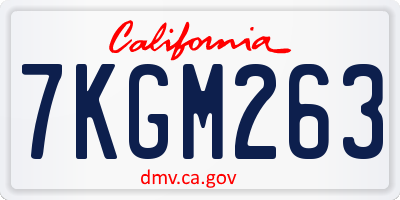 CA license plate 7KGM263