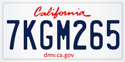 CA license plate 7KGM265