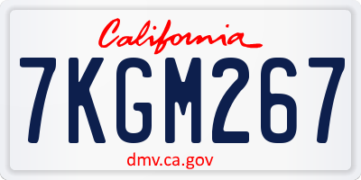 CA license plate 7KGM267