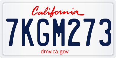 CA license plate 7KGM273