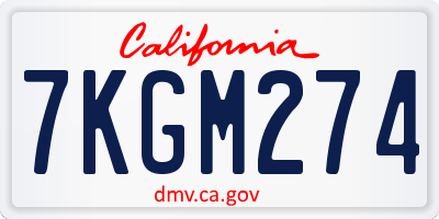 CA license plate 7KGM274