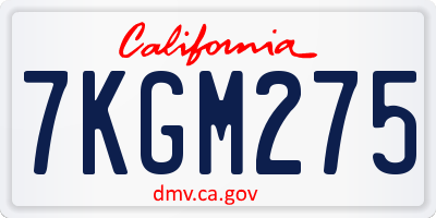 CA license plate 7KGM275