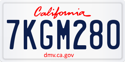 CA license plate 7KGM280