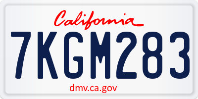 CA license plate 7KGM283