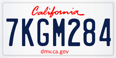 CA license plate 7KGM284