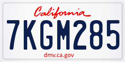 CA license plate 7KGM285