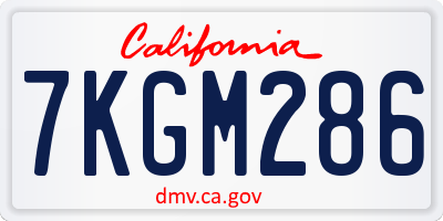 CA license plate 7KGM286