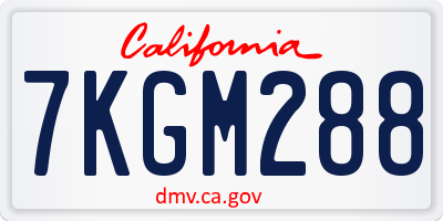 CA license plate 7KGM288