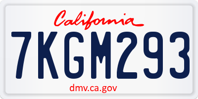 CA license plate 7KGM293