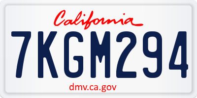 CA license plate 7KGM294