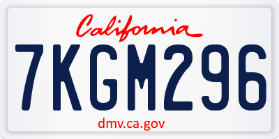 CA license plate 7KGM296