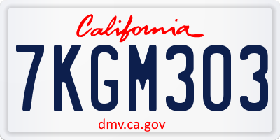 CA license plate 7KGM303