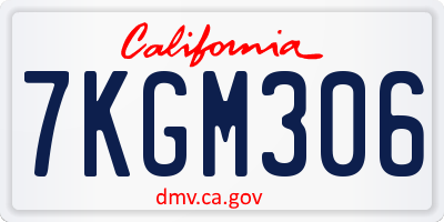 CA license plate 7KGM306