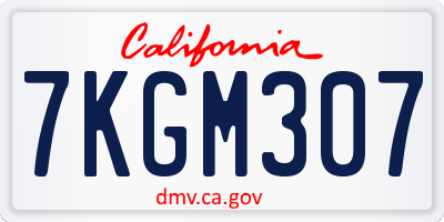 CA license plate 7KGM307