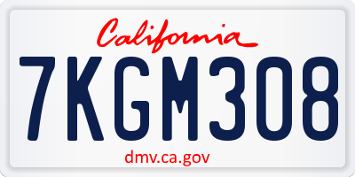 CA license plate 7KGM308