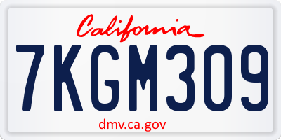 CA license plate 7KGM309
