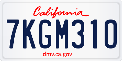 CA license plate 7KGM310