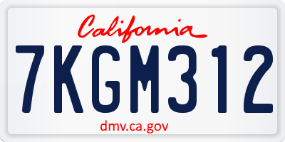 CA license plate 7KGM312