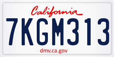CA license plate 7KGM313