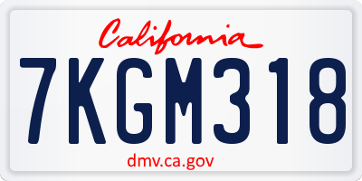 CA license plate 7KGM318
