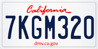 CA license plate 7KGM320