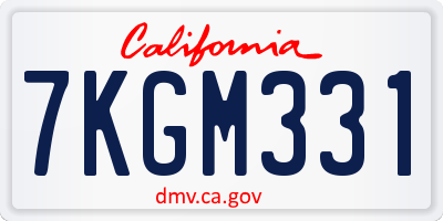 CA license plate 7KGM331