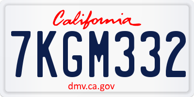 CA license plate 7KGM332