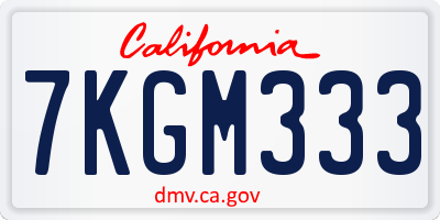 CA license plate 7KGM333
