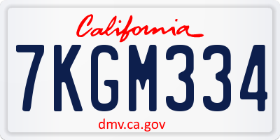 CA license plate 7KGM334
