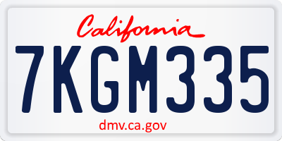 CA license plate 7KGM335