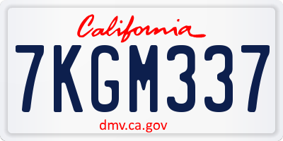 CA license plate 7KGM337