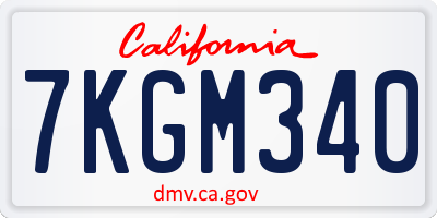 CA license plate 7KGM340