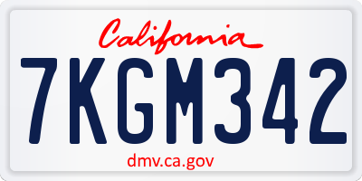 CA license plate 7KGM342