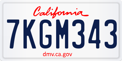 CA license plate 7KGM343