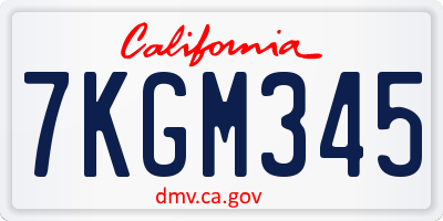 CA license plate 7KGM345