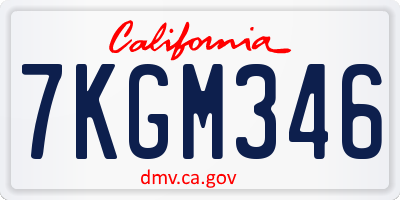 CA license plate 7KGM346
