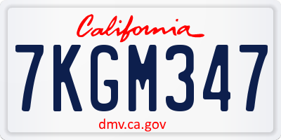 CA license plate 7KGM347