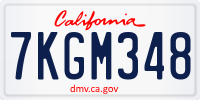 CA license plate 7KGM348