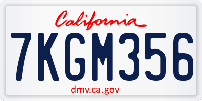CA license plate 7KGM356
