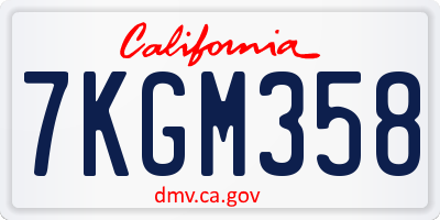 CA license plate 7KGM358