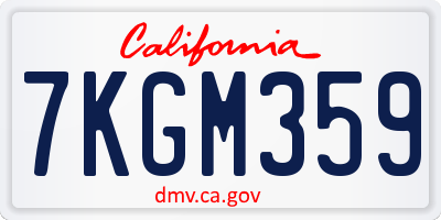 CA license plate 7KGM359