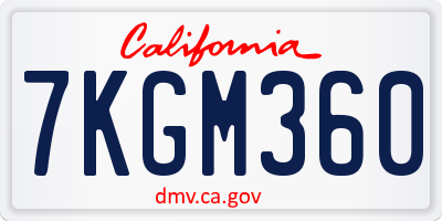 CA license plate 7KGM360