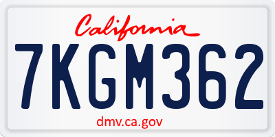 CA license plate 7KGM362