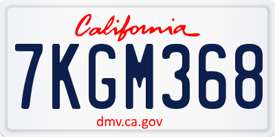 CA license plate 7KGM368