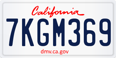CA license plate 7KGM369