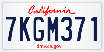 CA license plate 7KGM371