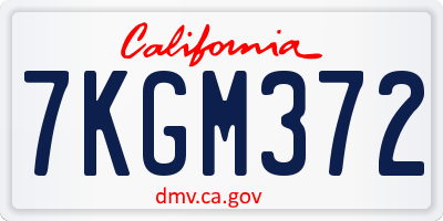 CA license plate 7KGM372