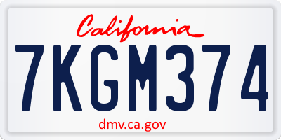 CA license plate 7KGM374