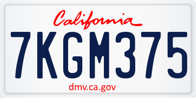 CA license plate 7KGM375