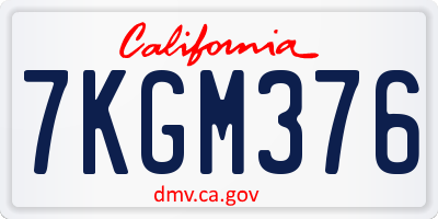 CA license plate 7KGM376